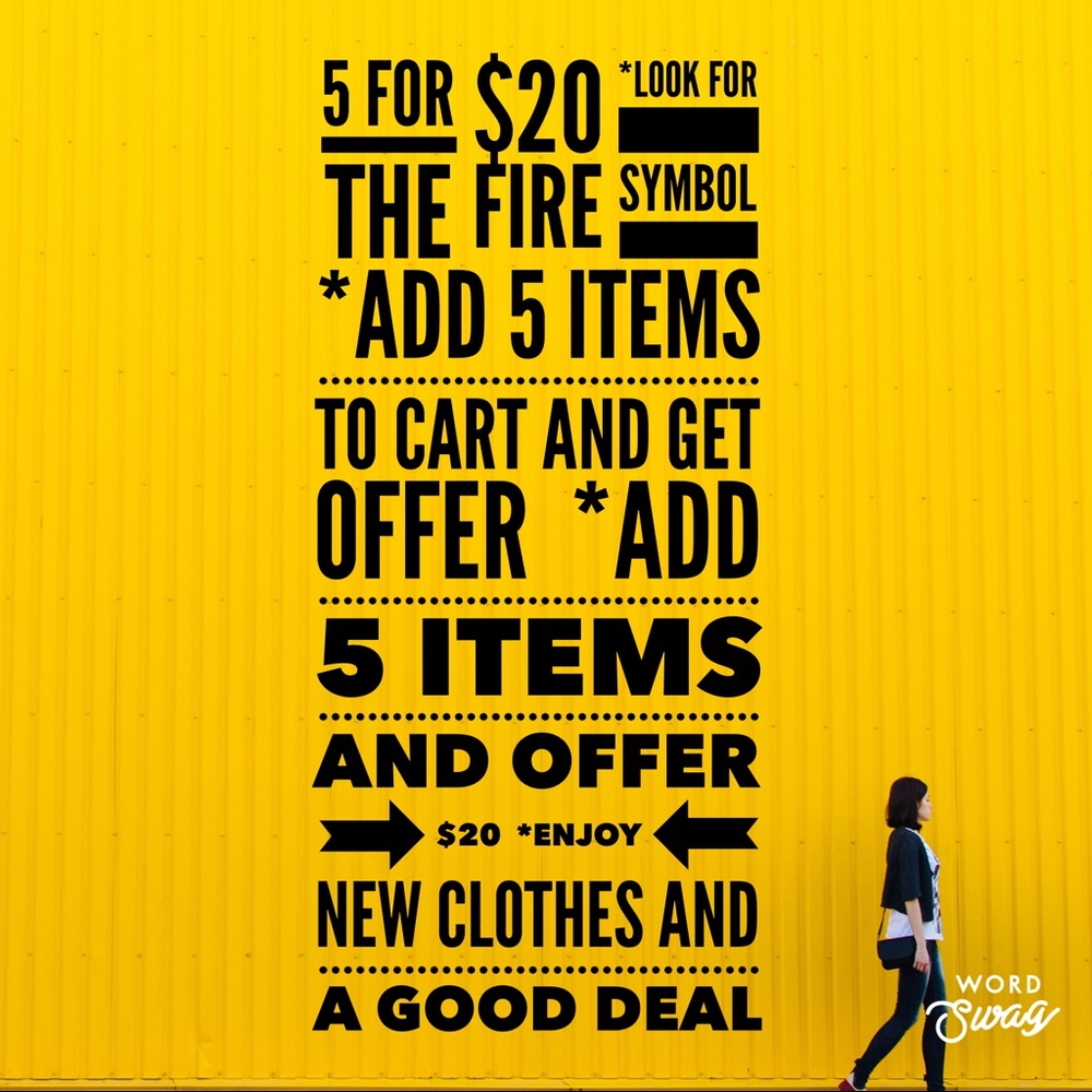 5 for $20! Look for the 🔥